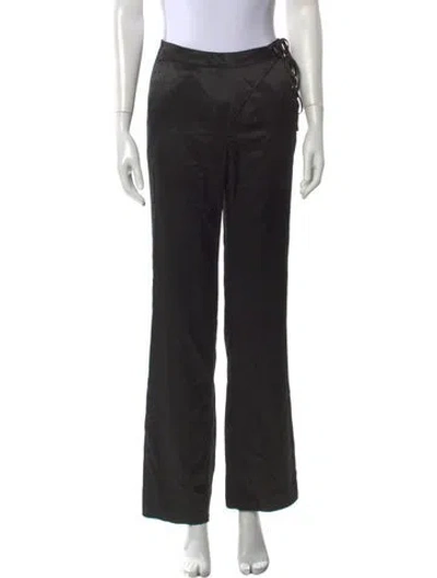 Pre-owned Are You Am I Silk Wide Leg Pants In Black