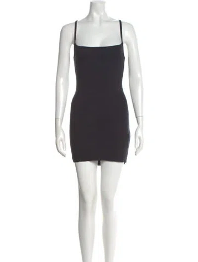 Pre-owned Are You Am I Square Neckline Mini Dress In Black