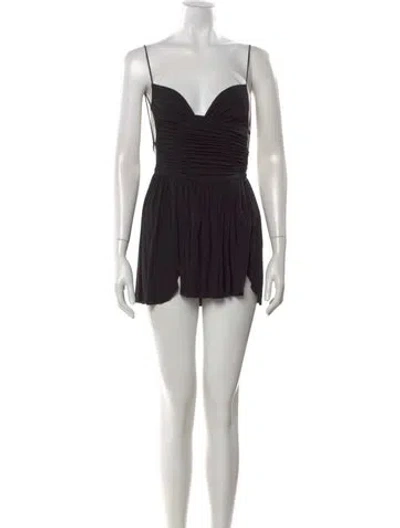 Pre-owned Are You Am I Square Neckline Mini Dress In Black