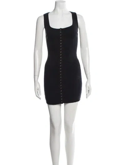 Pre-owned Are You Am I Square Neckline Mini Dress In Black
