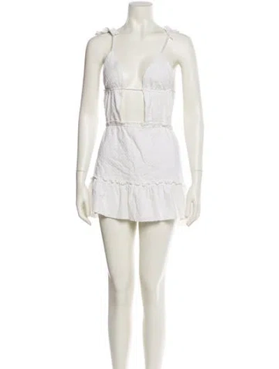 Pre-owned Are You Am I Square Neckline Mini Dress In Neutral