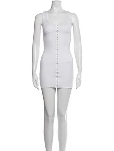 Pre-owned Are You Am I Square Neckline Mini Dress In Neutrals
