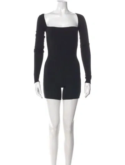 Pre-owned Are You Am I Square Neckline Romper In Black