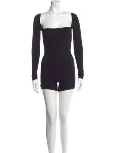 Pre-owned Are You Am I Square Neckline Romper In Blue