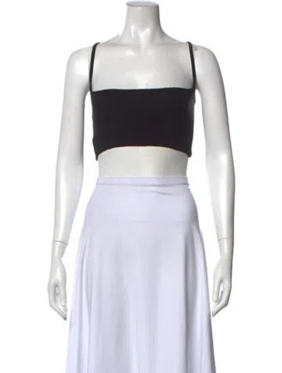 Pre-owned Are You Am I Square Neckline Sleeveless Crop Top In Black