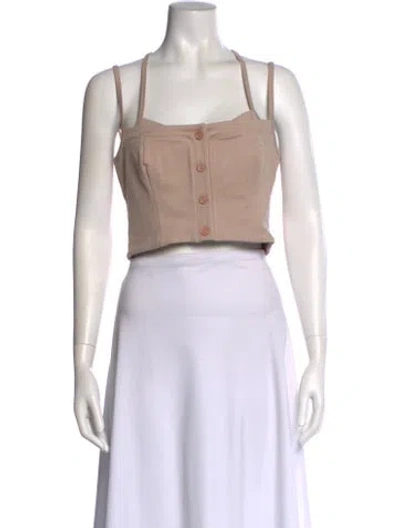 Pre-owned Are You Am I Square Neckline Sleeveless Crop Top In Pink