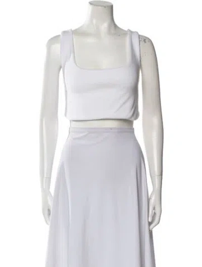 Pre-owned Are You Am I Square Neckline Sleeveless Crop Top W/ Tags In White