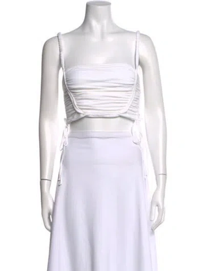 Pre-owned Are You Am I Square Neckline Sleeveless Crop Top W/ Tags In White