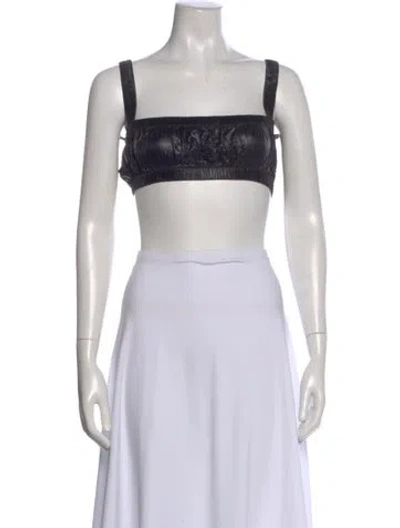 Pre-owned Are You Am I Square Neckline Sleeveless Sports Bra In Black