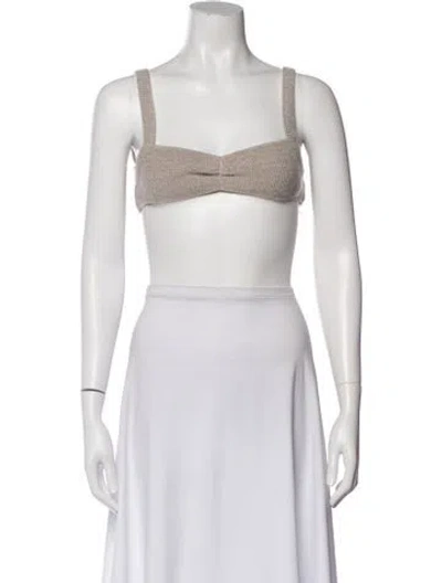 Pre-owned Are You Am I Square Neckline Sleeveless Sports Bra In White