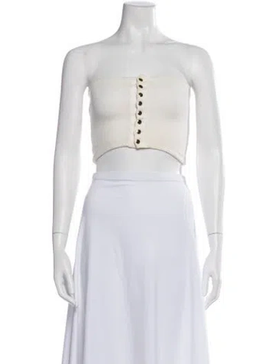 Pre-owned Are You Am I Strapless Crop Top In White