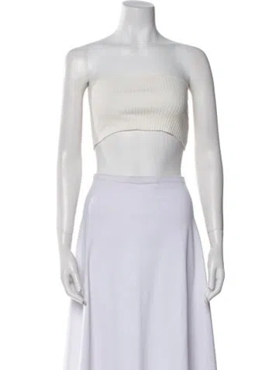 Pre-owned Are You Am I Strapless Sweater In White