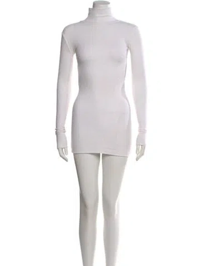 Pre-owned Are You Am I Turtleneck Mini Dress In White