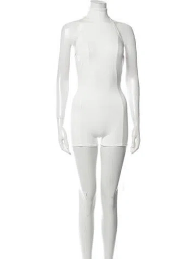 Pre-owned Are You Am I Turtleneck Romper W/ Tags In White