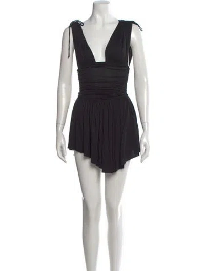 Pre-owned Are You Am I V-neck Mini Dress In Black