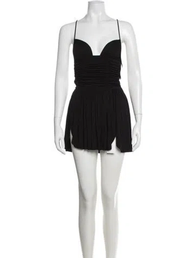 Pre-owned Are You Am I V-neck Mini Dress In Black