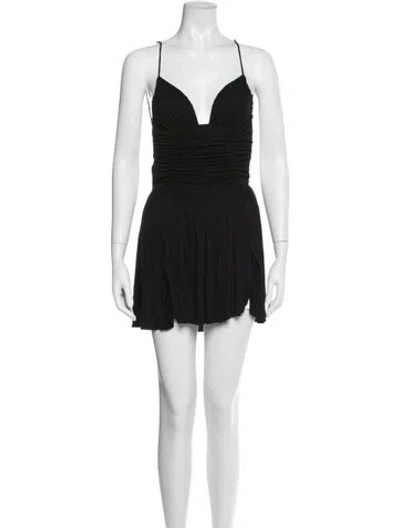 Pre-owned Are You Am I V-neck Mini Dress In Black