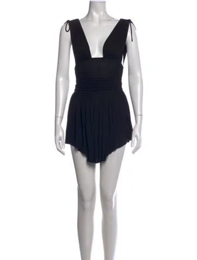 Pre-owned Are You Am I V-neck Mini Dress In Black