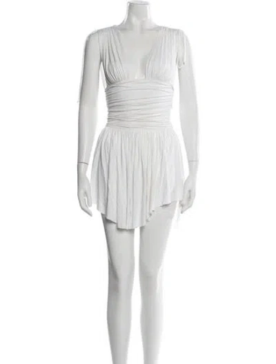 Pre-owned Are You Am I V-neck Mini Dress In Neutrals