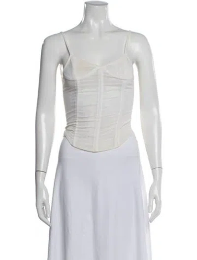 Pre-owned Are You Am I V-neck Sleeveless Crop Top In White