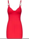 Area Crystal-link Strap Mini Dress In 红色