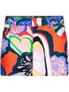Area Abstract-print Denim Miniskirt In Orange