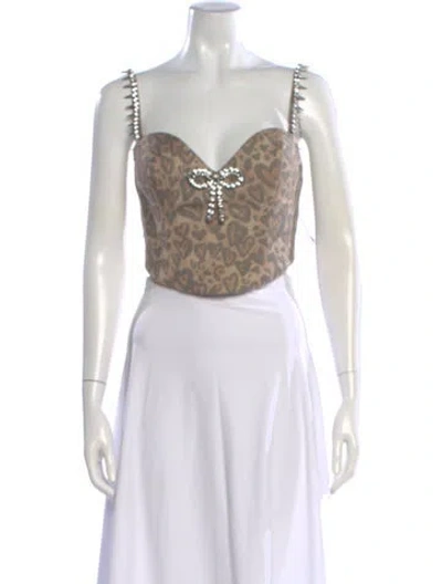 Pre-owned Area Animal Print Square Neckline Crop Top In Blue