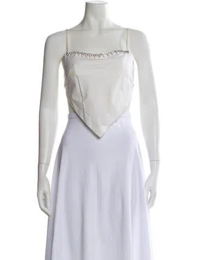 Pre-owned Area Asymmetrical Sleeveless Top In White