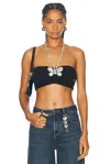 Area Crystal Butterfly Knitted Bandeau In Black