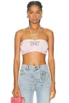Area Crystal Butterfly Knit Bandeau Tops Pink In Light Pink
