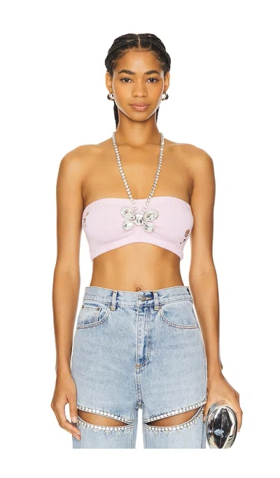 Area Crystal Butterfly Knit Bandeau Top In Multi
