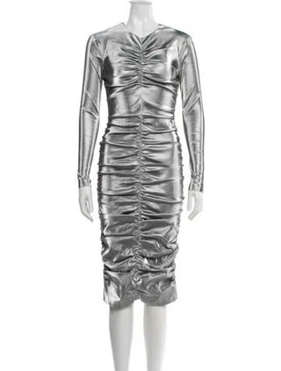 Pre-owned Area Bateau Neckline Midi Length Dress