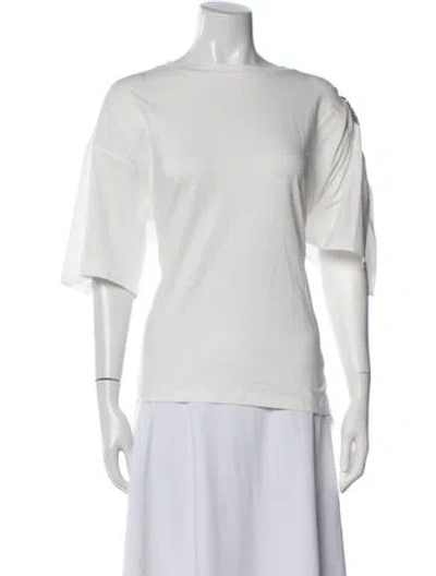 Pre-owned Area Bateau Neckline Three-quarter Sleeve T-shirt In Neutral
