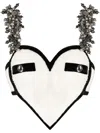 Area Crystal Grape Velvet Trim Heart Top In White