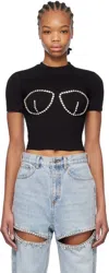 Area Bustier-style Crystal-embellished T-shirt In Black
