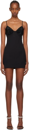 Area Black Crystal-cut Minidress In Black