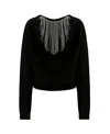 Area Black Crystal Tassel Decorated Pullover In Black