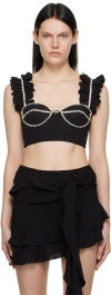 Area Crystal-embellished Cropped Top In Black