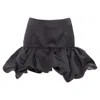 Area Black Satin Ruffle Hem High Waisted Puffy Mini Skirt Us2 Xs In Gray