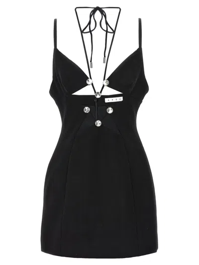 Area Crystal Star Mini Dress In Black