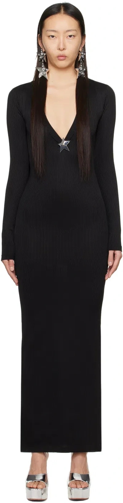 Area Stretch Viscose Dress Star Embellishment In Black