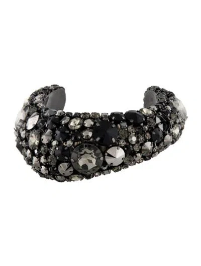 Pre-owned Area Black Stone & Crystal Choker, 5" In Multi