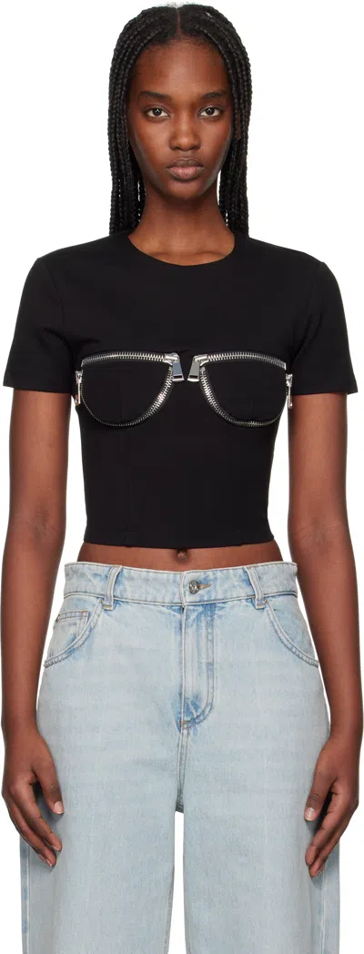 AREA BLACK ZIPPER BUSTIER CUP T-SHIRT