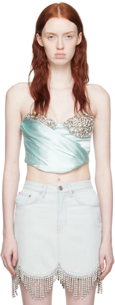 Area Gem-embellished Bustier Top In Blue