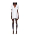Area White Crystal Bow V-neck T-shirt Minidress In White