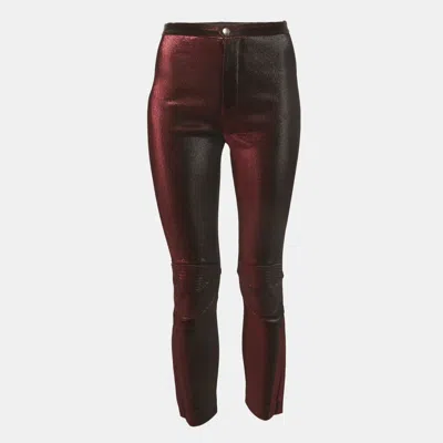 Pre-owned Area Burgundy Lurex Knit Knee Panel Pants S
