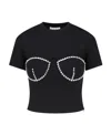 Area Bustier-style Crystal-embellished T-shirt In Black