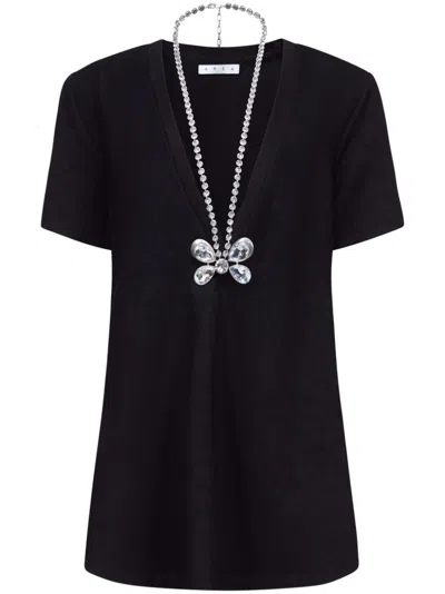 Area Butterfly-charm Shirt Dress In Black