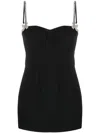 Area Crystal-embellished Wool-blend Crepe Mini Dress In Black