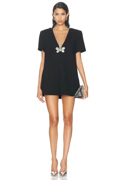Area Black Crystal Bow V-neck T-shirt Minidress